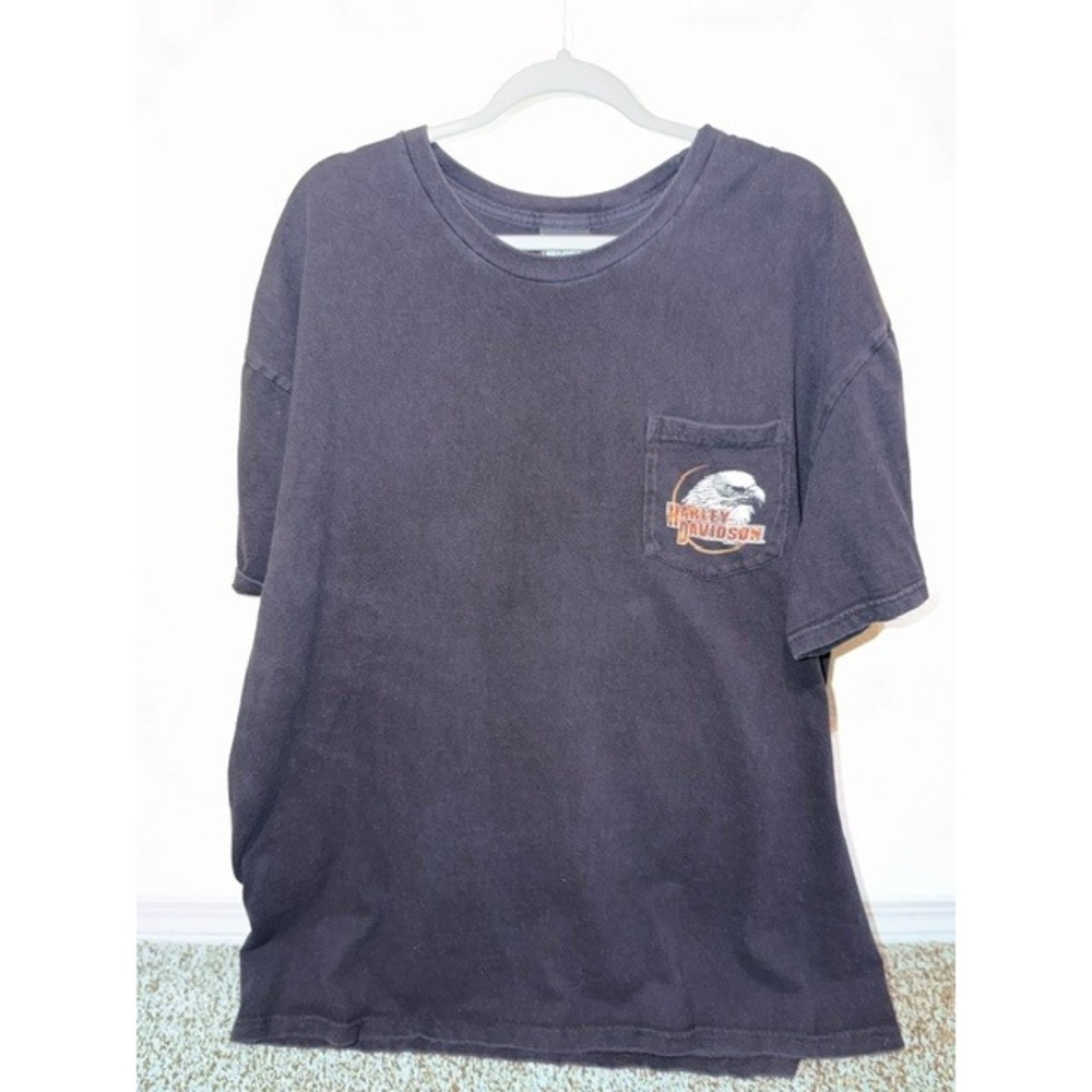 Harley Davidson Cape Cod Bourne MA Pocket T-Shirt Mens 2XL Black Eagle Graphic